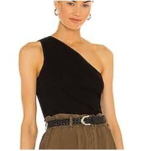 Lanston Women’s Black One Shoulder Ribbed Top NWT Size XS